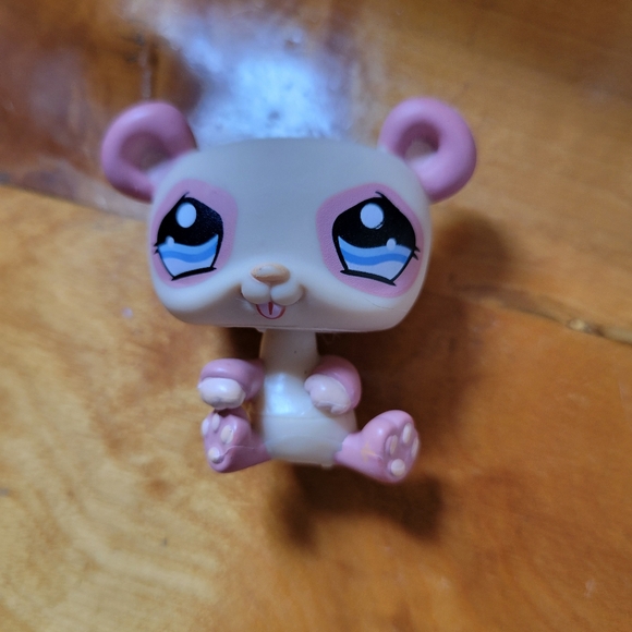 Littlest Pet Shop LPS #1328 Panda Bear Cream Pink Blue Eyes 2007 - Picture 9 of 11
